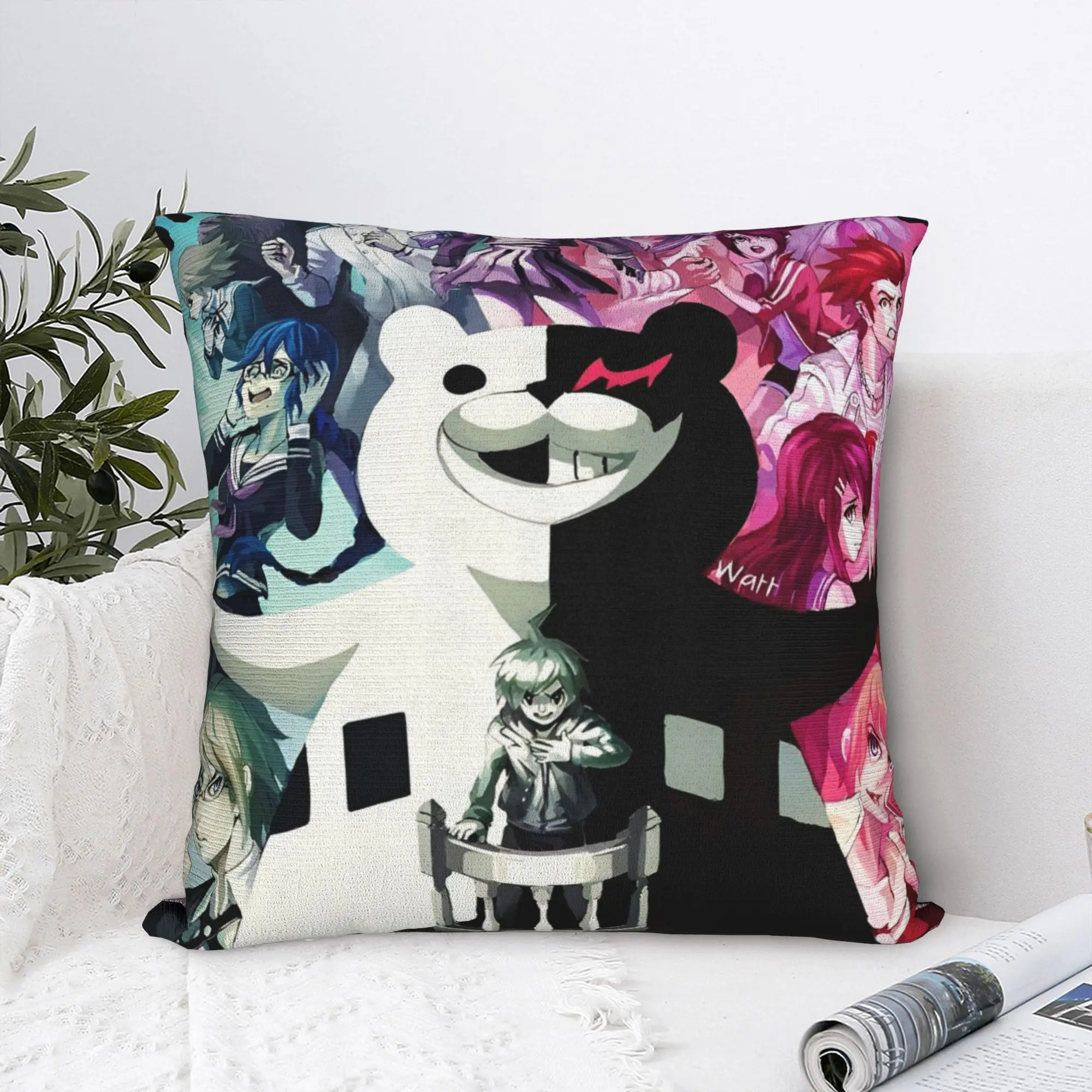 المخدة الزخرفية Danganronpa انمي ياباني اكسسوارات المنزل رمي كيس وسادة غطاء مربع أحجام متعددة