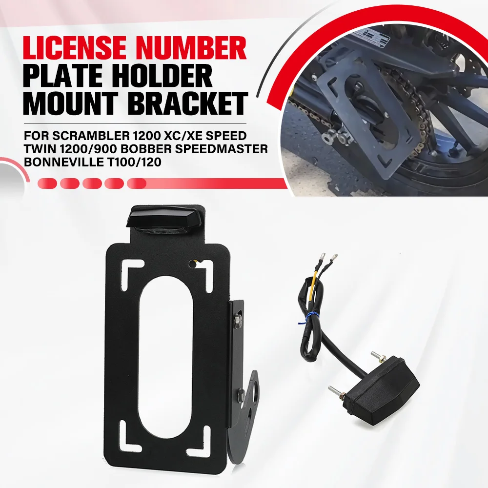 

For Scrambler 1200 XC/XE Speed Twin 1200/900 Bobber Speedmaster Bonneville T100/120 Side Axle Mount License Plate Bracket Holder