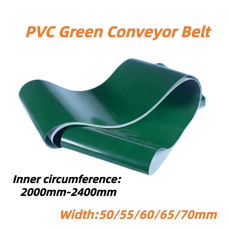 Green PVC Transmission Conveyor Belt 2000-2400mm Length Width 50/55/60/65/70mm Thickness 1/2/3/4/5mm Conveyor Belt