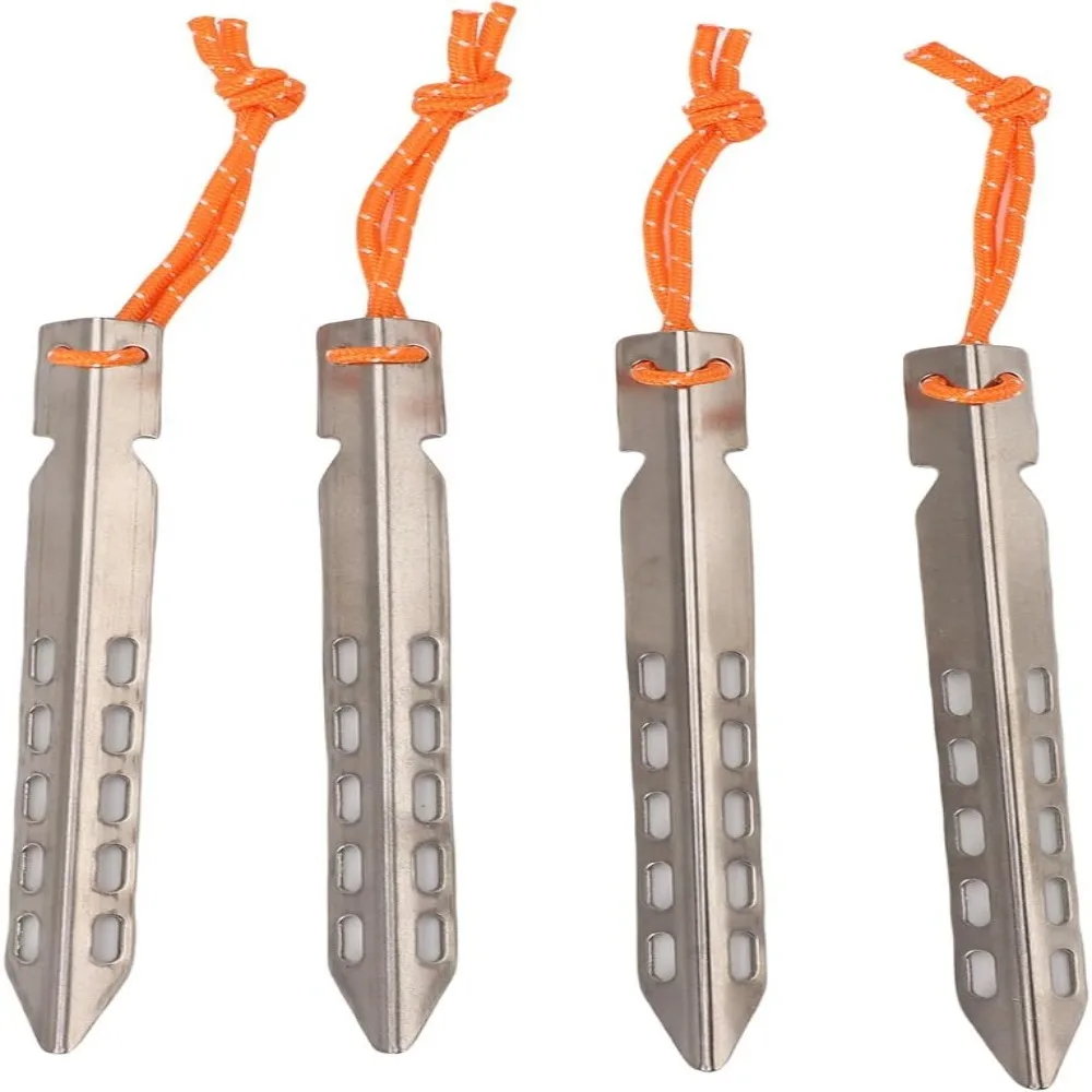 4PCS Ti Alloy Material V-Shaped Tent Pegs V-Shaped Design 10X10X160mm Camping Tent Nails Ultralight Tent Pegs For Gardening