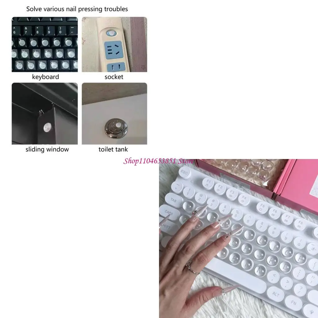 64Pcs Clear Silicone Keycap Covers 12x4mm For Long Nails Protections And Unique 3D Sticker Keyboard Design 
