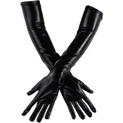 Sexy Patent Leather Gloves Long Cosplay Clothing Accessories Black Tight Gloves DS Pole Dance Performance Gloves Cosplay