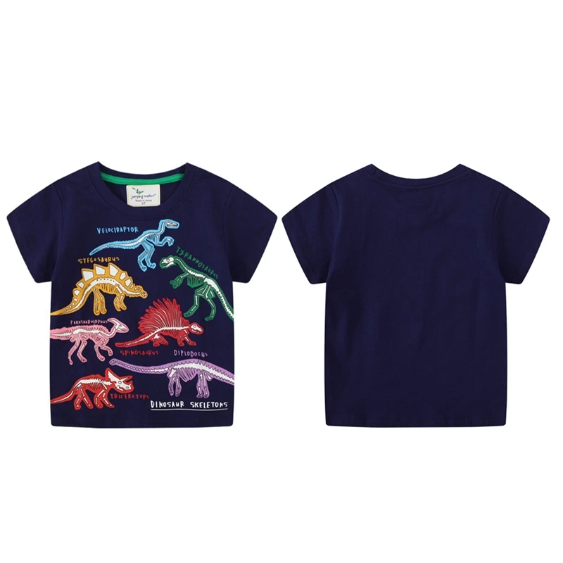 Estate nuova moda bambini dinosauri luminosi squalo cartone animato t-Shirt ragazzi camicia maglione Top abbigliamento per bambini per 2-7 anni