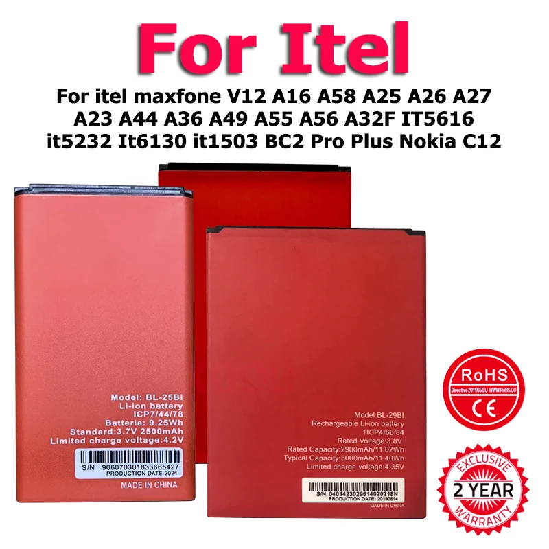 Battery For itel maxfone V12 A16 A58 A25 A26 A27 A23 A44 A36 A49 A55 A56 A32F IT5616 it5232 It6130 it1503 BC2 Pro Plus Nokia C12