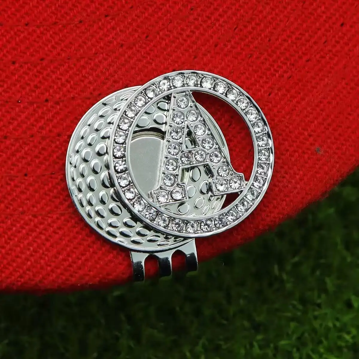 Magnetic Golf Hat Clip Cap Clip with Sparkling Rhinestone A-Shaped Ball Marker, Quick Release Golf Accessories for Golfers