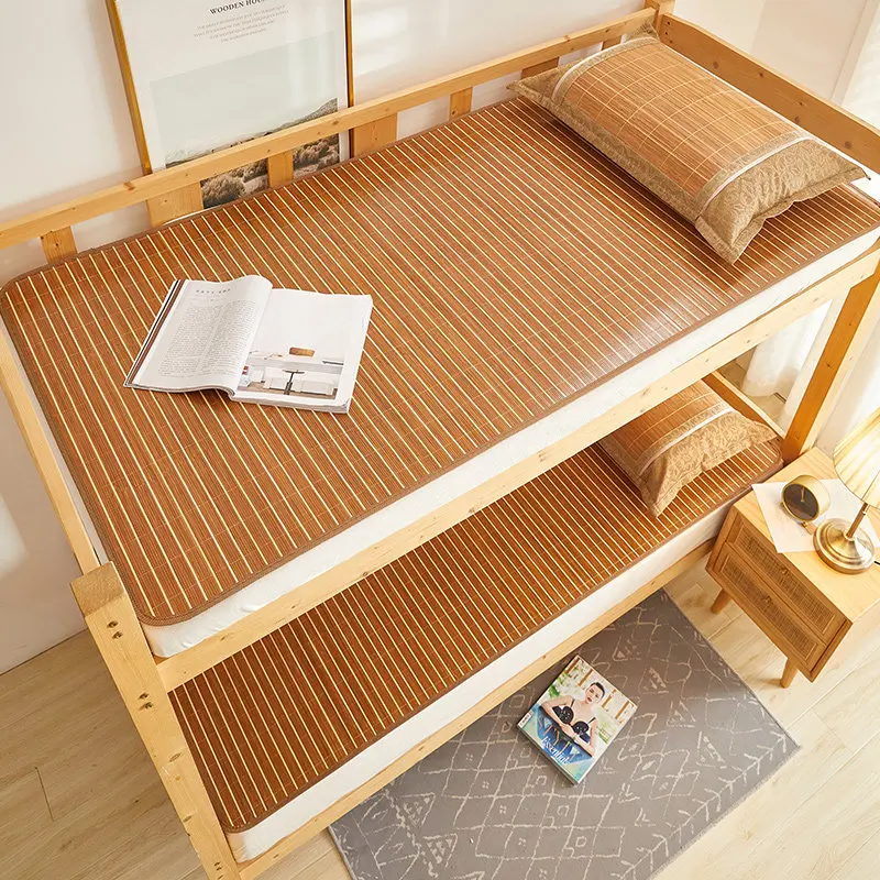 Double-sided bamboo mat summer bed, single bed for student dormitory, rattan mat, bunk bed, grass mat household ice silk bedding