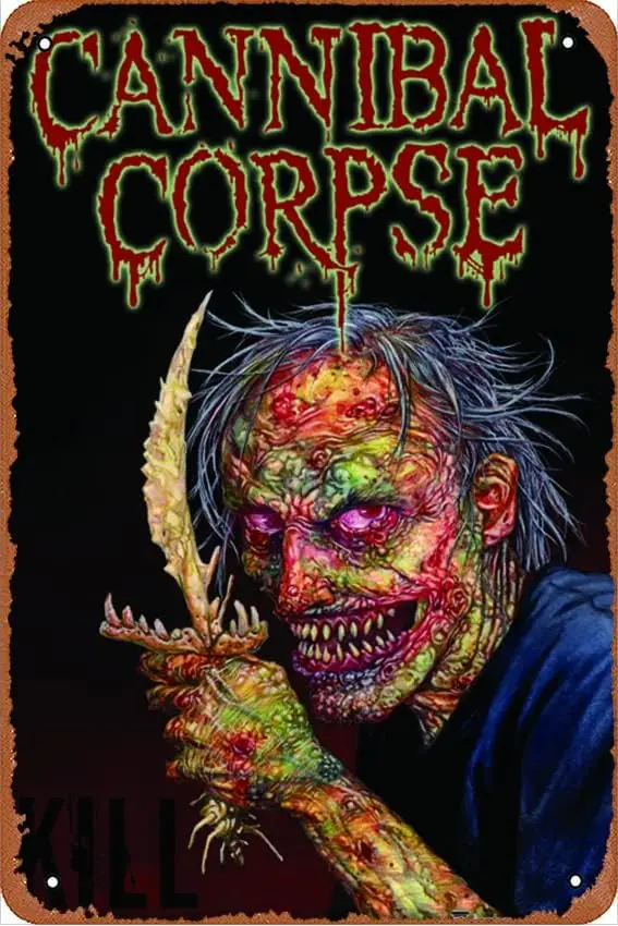 Cannibal Corpse Red Eyes Comic 8x12 Inches Metal Sign Vintage Look, Dominic Wall Decor for Bars,Garage,Cafes,Pubs