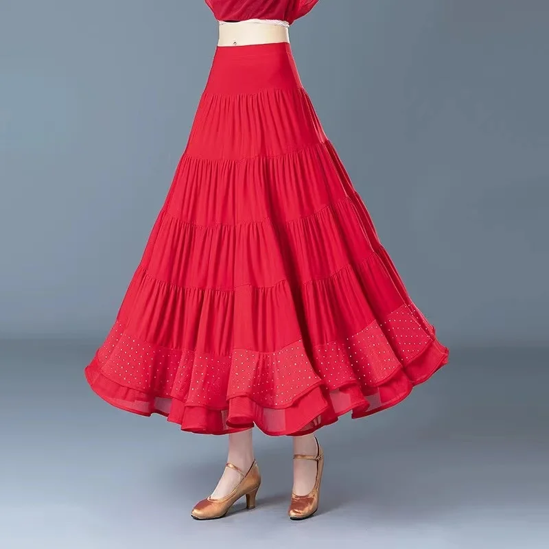 Robe de brevde Valse Moderne pour Adulte, Tenue Trempée, Standard National, Flamenco, Rouge et Noir, Grande Balançoire, Nouvelle Collection