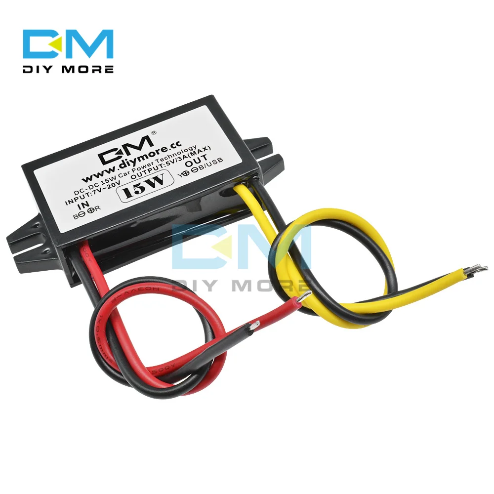 DC-DC 12V a 5V 3A 15W Conversor de energia para carro Micro Mini USB Step Down Tensão Adaptador de saída de fonte de alimentação com proteção reversa