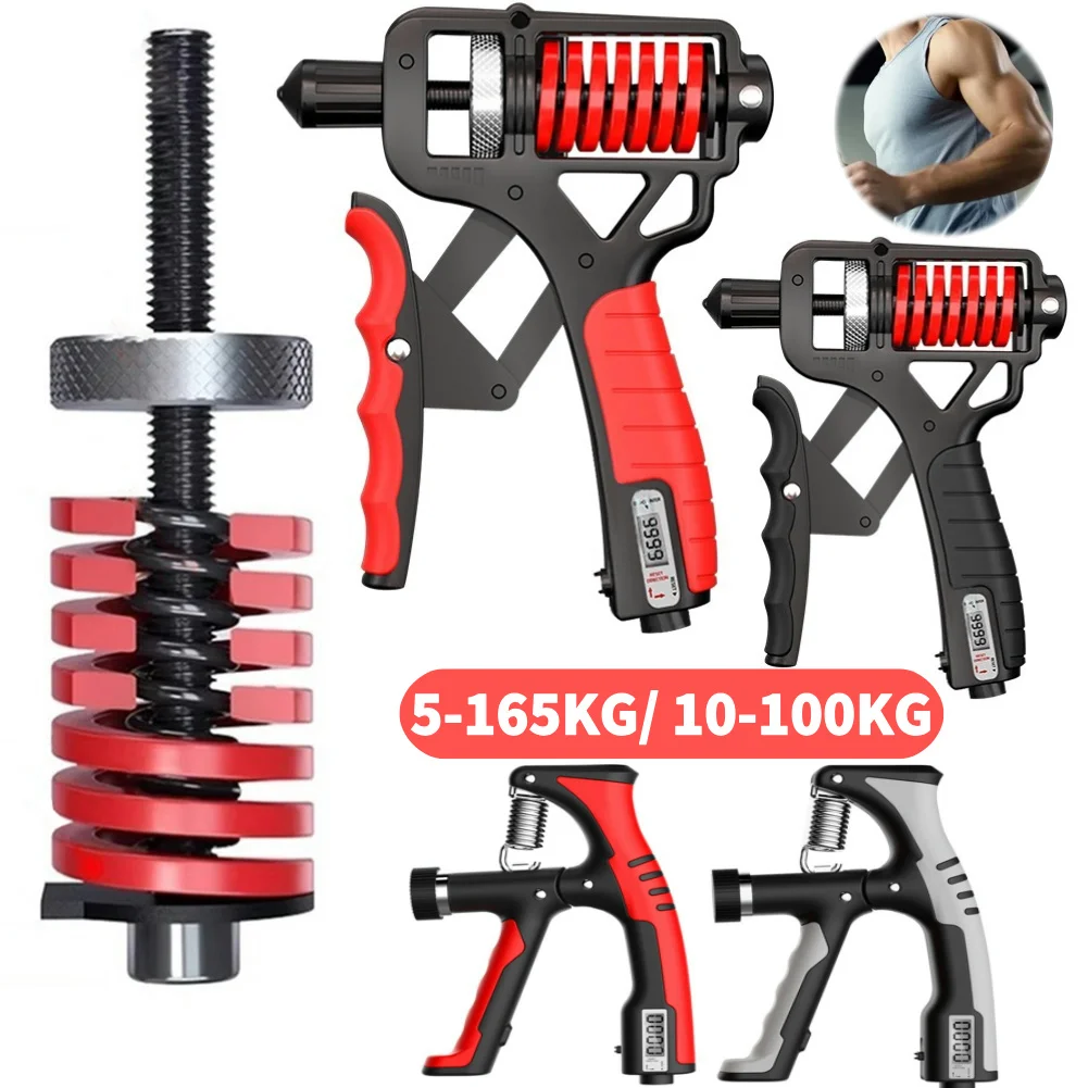 Hand Grip Strengthener Grip Strength Trainer 5-165Kg Adjustable Arm Wrist Forearm Trainer with Counter Anti Slip for Home Gym