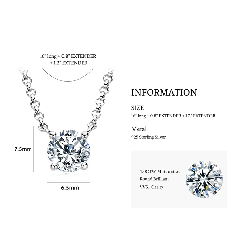 Lnngy 1CT 2CT 3CT zertifizierte Moissanit-Anhänger-Halskette für Damen, S925-Sterlingsilber, Solitär-Tropfen-Halsketten, Schmuck, Geschenk – Detail 6