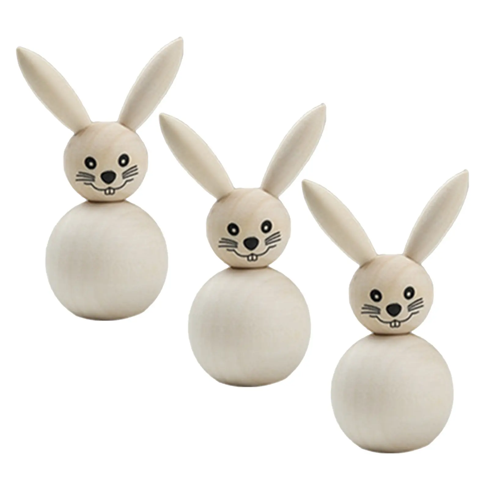 

3pcs Unfinished Wood Bunny Figurines Handmade Blank Wooden Rabbit For Easter Party Tray Decoration Diy Unpainted Animal Craft