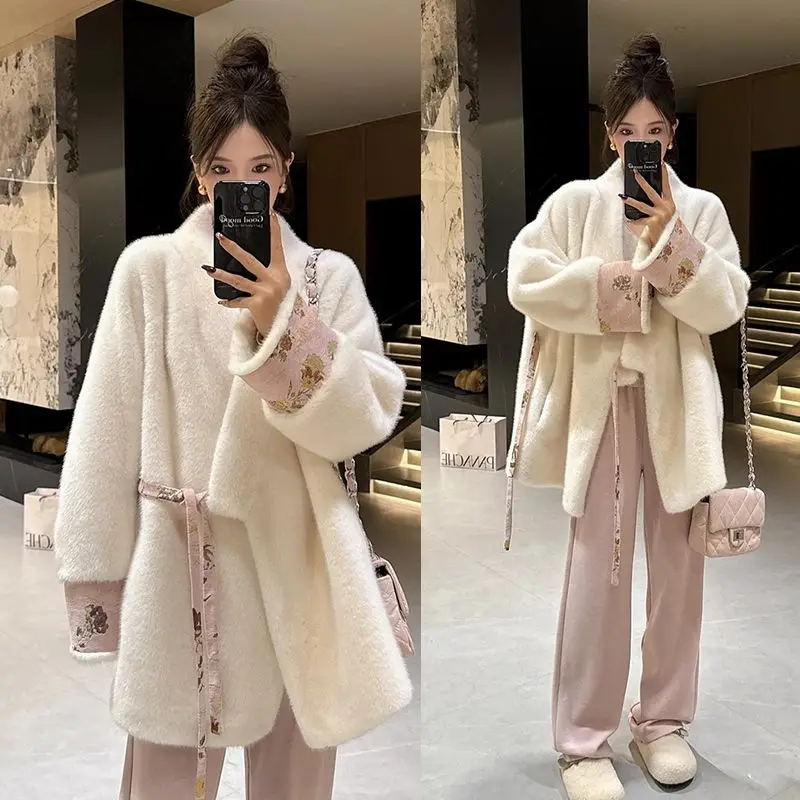 سترة نسائية للخريف والشتاء من الفرو الصيني الجديد ملابس خارجية من الفرو الصناعي تصميم فاخر ماركة بسيطة موضة ناعمة للترفيه صديقة للبيئة