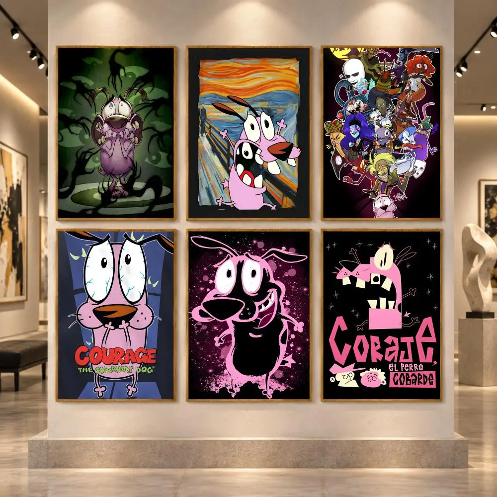 Courage the C-Cowardly Dog Poster Stickers Self-Adhesive Mural Wall Art Decals for Bedroom Living Room Home Painting Decor Gift