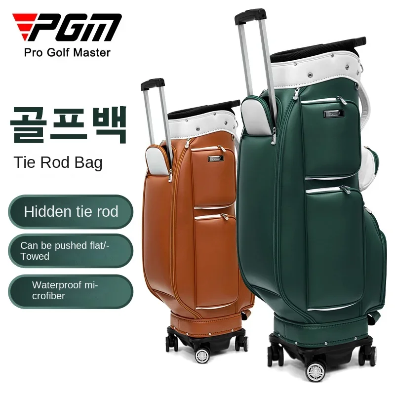 PGM-bolsa de golf impermeable de cuatro ruedas, carrito de estilo coreano, superfibra, se puede empujar/remolcar de forma plana