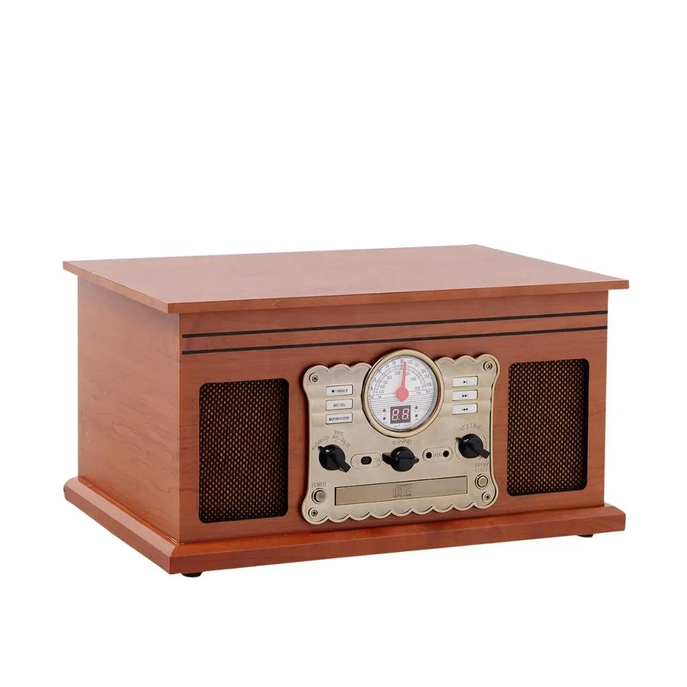 Lettore giradischi in legno con registrazione CD USB Giradischi radio DAB a 3 velocità