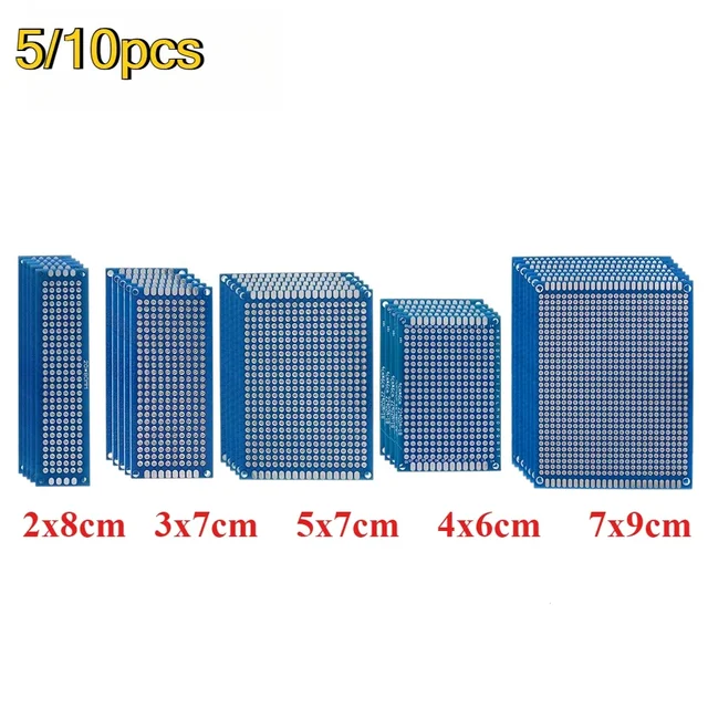 5/10 SZT. Dwustronna Płytka Prototypowa PCB 2x8cm 3x7cm 4x6cm 5x7cm 7x9cm Niebieska Uniwersalna Płytka Drukowana Zestaw Elektroniczny DIY