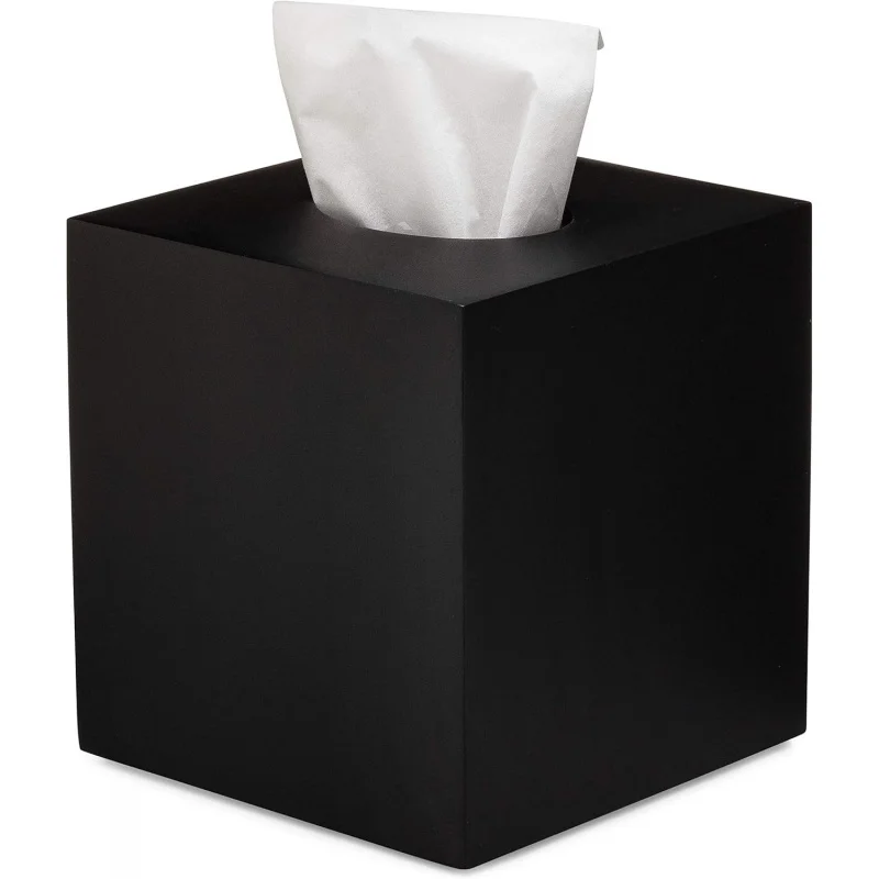 Matte Black Square Tissue Box Cover