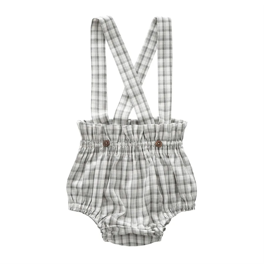 Baby Rompers Newborn Boy Girl Sleeveless Jumpsuits Sunsuits One Piece Infant Netural Plaid Outfits Toddler Clothes 6m-3T