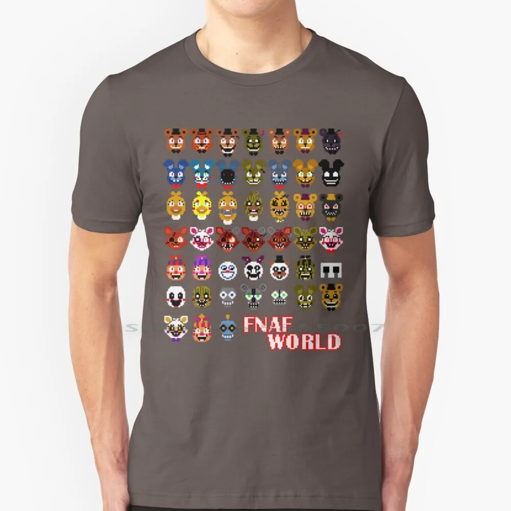 Fnaf World 100% Cotton T Shirt Fnaf World Five Nights At Bonnie Chica Foxy Mangle Cawthon Cute Pixel Tee Short Sleeve Long