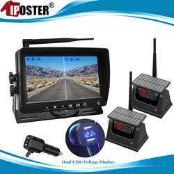 IPoster-Digital Wireless Car Rear View Monitor, DVR Recording, Standby Mode, Solar Panel, Magnetic Base, 7