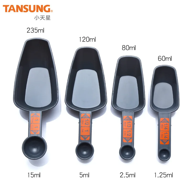 Scale plastic measuring spoon, coffee measuring spoon, double head four-piece set, kitchen baking set