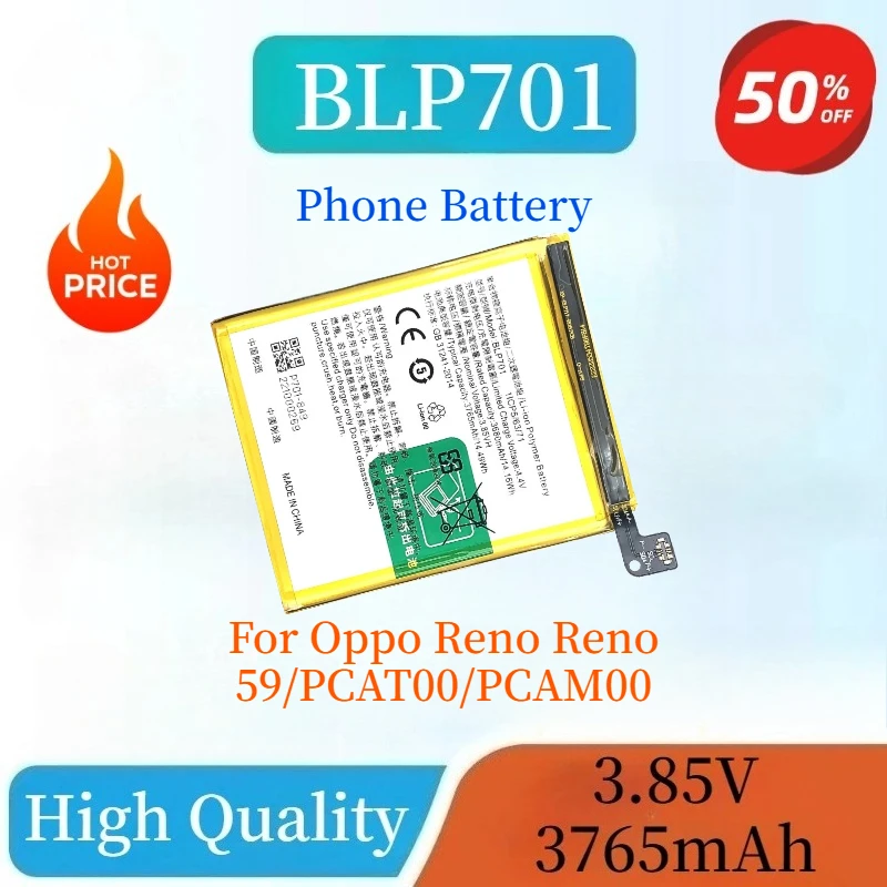 

New High Quality BLP701 Lithium Polymer Battery For Oppo Reno Reno 59/PCAT00/PCAM00 Replacement Mobile Phone Batteries 3765mAh