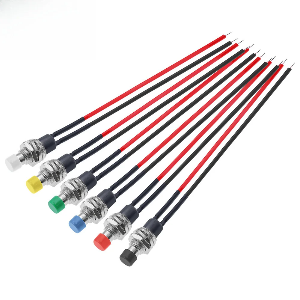 6Pcs 7mm Momentary Push Button Switch SPST  For 2 Pin Round Button  For Contact Switch Car Replacement Switch