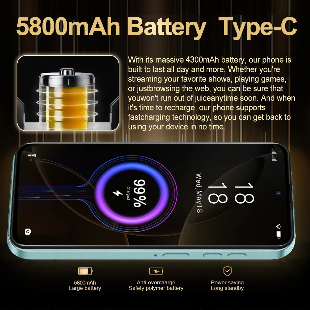 هاتف FUFFI X7 Pro الذكي Android14 5G بطاقة مزدوجة 6.56 بوصة HD 12GB + 1TB ROM MTK 8 Core 5800mAh Google Play Store الهاتف المحمول