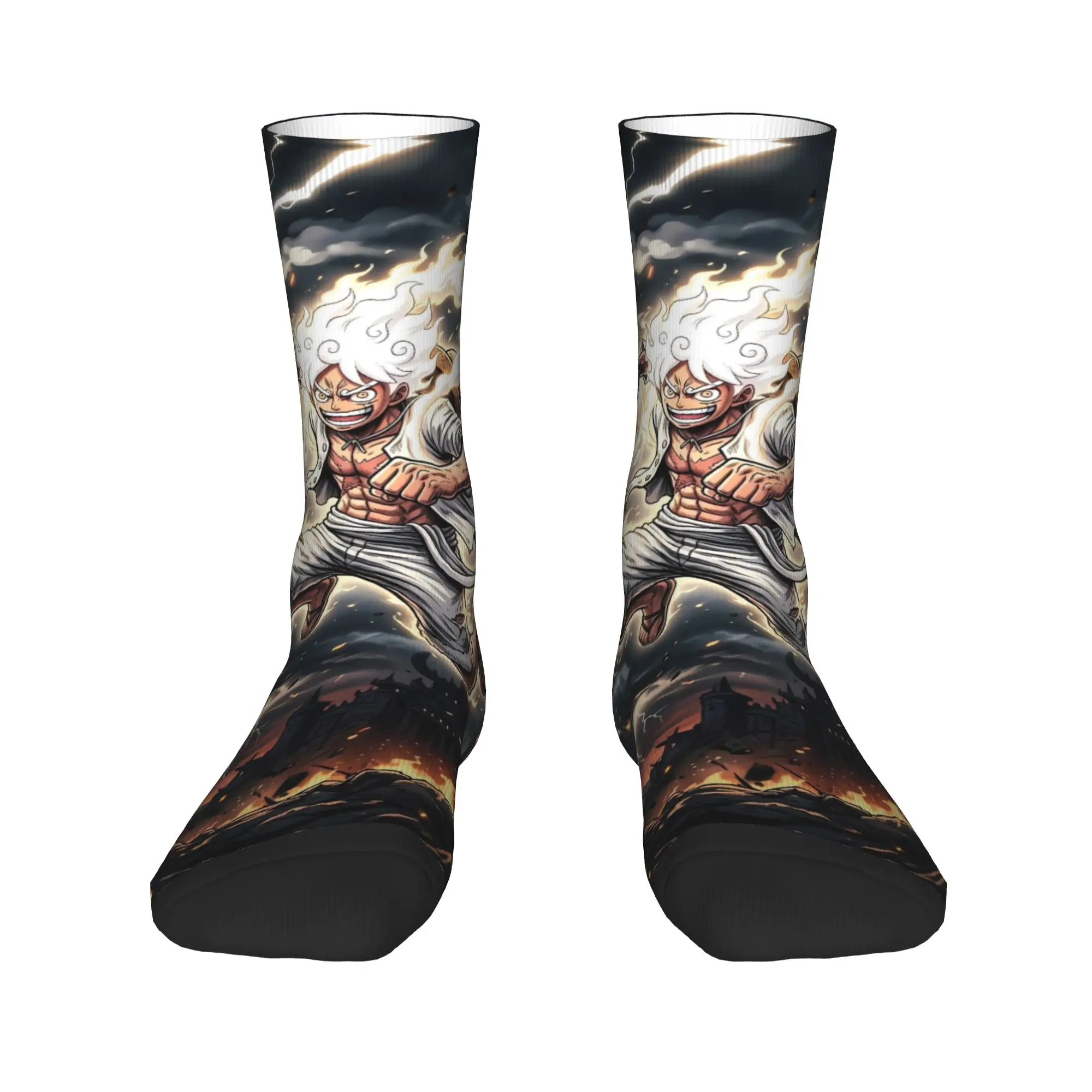 Anime one piece Luffy Nika Manga Socks  Vintage Stockings Men Soft Breathable Outdoor Sports Socks Autumn Design Non Skid Socks