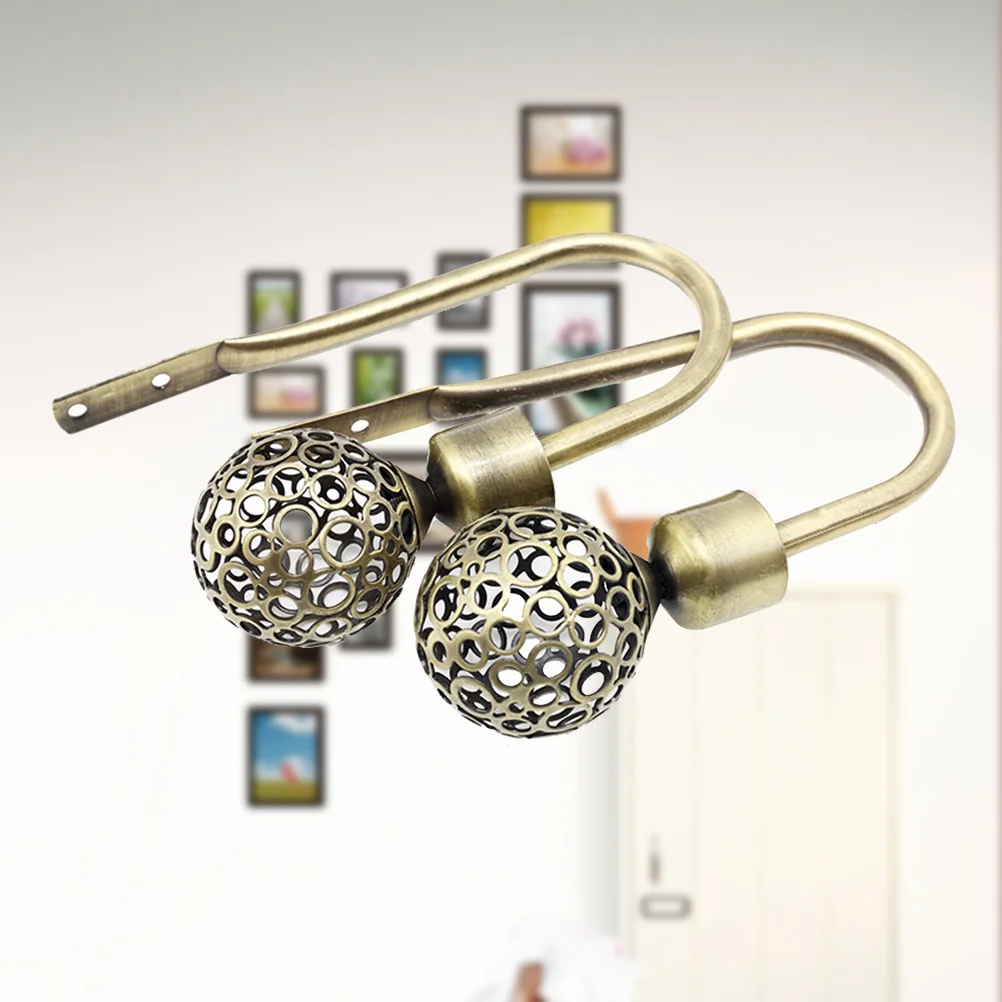 

2Pcs U Shape Hooks Curtain Wall Hooks Hollow Design Metal Curtain Holder Heavy Duty No Bend Shines with Brilliant Colors Home