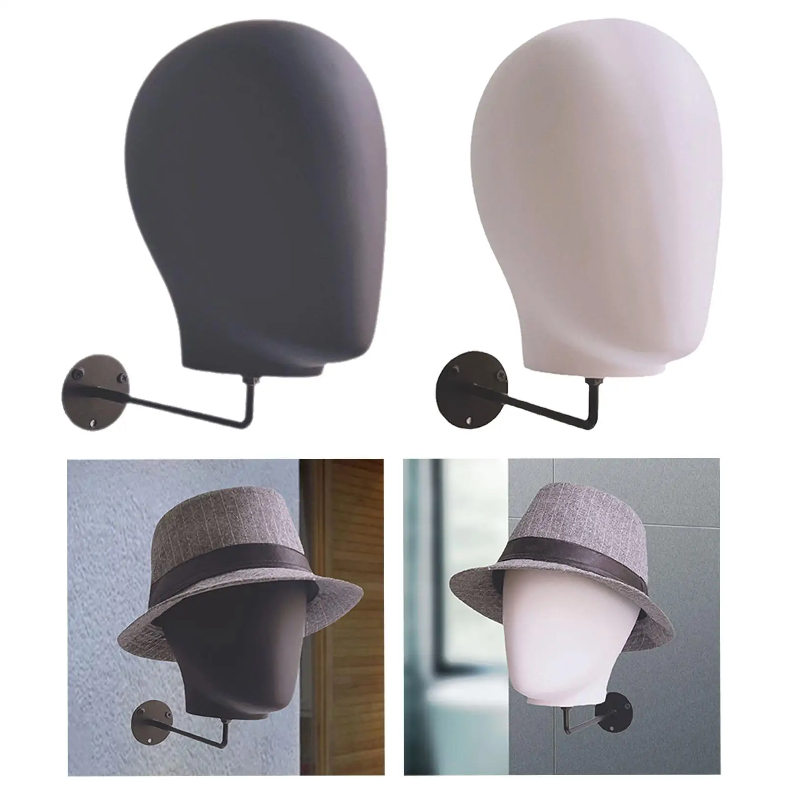 Wall Mounted Mannequin Head Wig Holder, Hanging Hat Display Stand Manikin Head for Cap Hairpieces Headset Tabletop Hair Salon