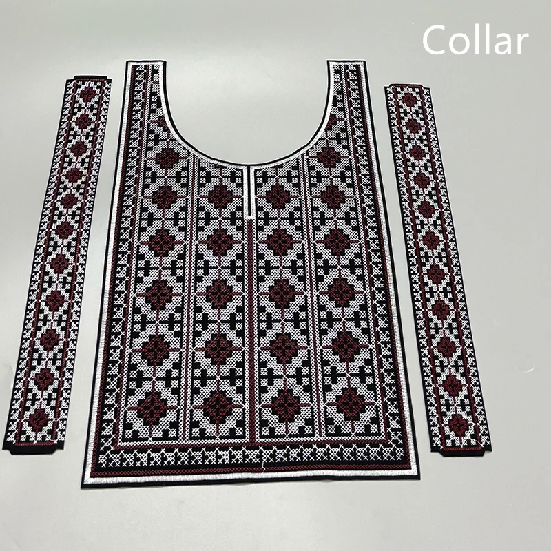 Latest African Fashion Men Embroidery Collar Set Lace Material 2024 DIY Hot Sale Senegal Cotton Collar Sewing for Women Clothing