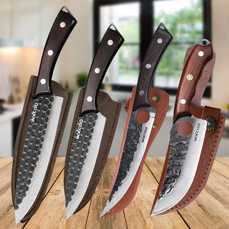 

Stainless Steel Meat Cleaver Slicing Hand Forged Kitchen Boning Knife Professional Sharp Kitchen Chef Butcher Knife with Cover