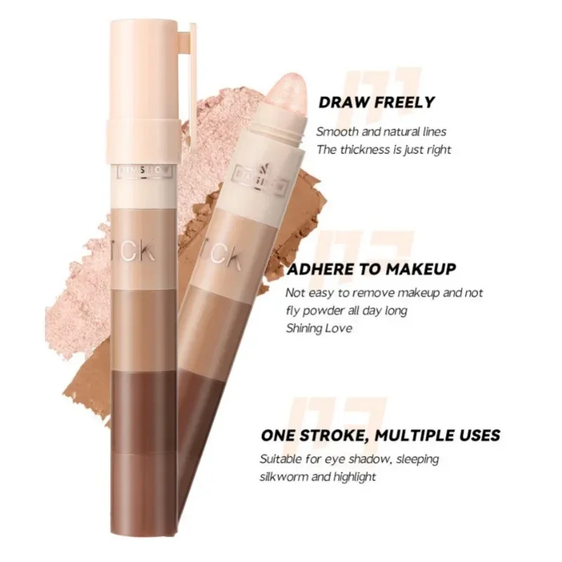 1PC Fine Shimmer, Multi-color Options, Brighten Eyes, Easy To Remove Makeup, 5-in-1 Eye Shadow Stick, Ideal Holiday Gift Series