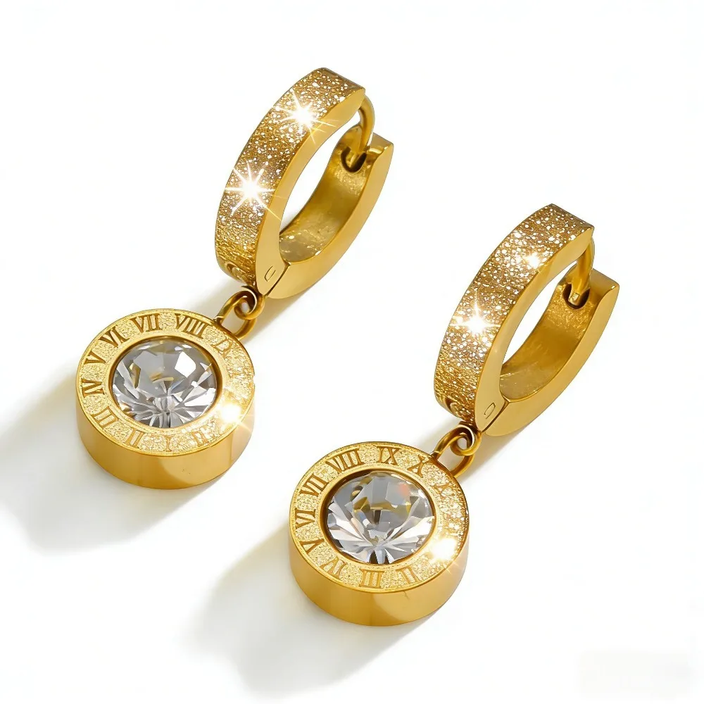 2Pcs New Fashionable Light Luxury Roman Numeral Earrings | High-Quality Inlaid Synthetic Zircon Design, Versatile Everyday Casual Earrings, Exquisite Gifts for Holidays and Anniversaries