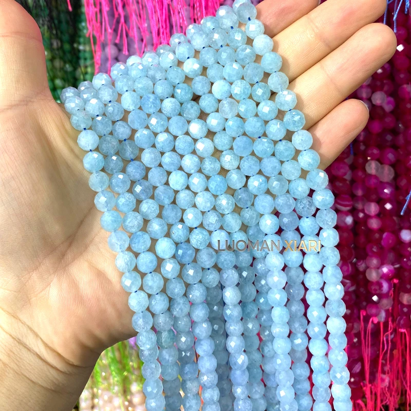 6 8 10mm Facettierte Runde Naturstein Lavendel Chalcedon Lose Zwischenperlen für Schmuckherstellung DIY Armband Anhänger Zubehör – Detail 5
