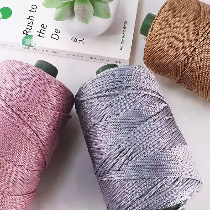 200m 3mm Sommer-Häkelgarn Eisgarn für DIY Stricken von Taschen, Geldbörsen, Sonnenhüten, Schuhen, Kissen, Webgarn, Nähzubehör