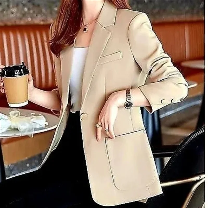 

Women Blazers Korean Spring Autumn Temperament Waist Profession Blazer Coat Female Leisure Loose Fitting Short Suit Jacket