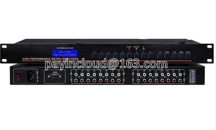 Audio 8x8 Audio Matrix Switch RCA Switcher Multimedia Dual Channel Stereo RS232 IR Remote Control