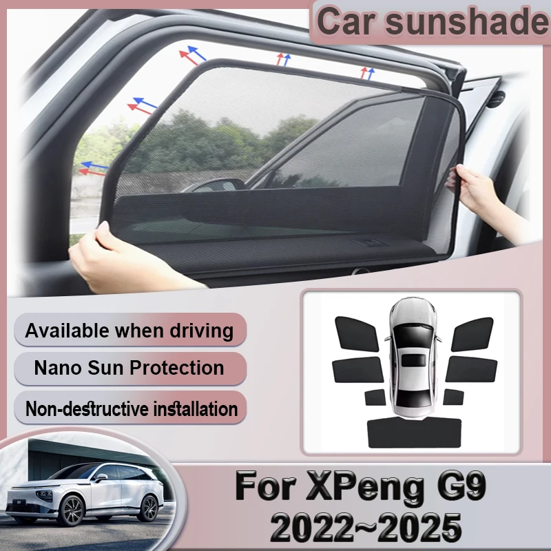

Car Mesh Sunshades For XPeng G9 Accessories 2022~2025 2023 2024 Custom Window Magnetic Visor Sun Shade Curtain Auto Accessories