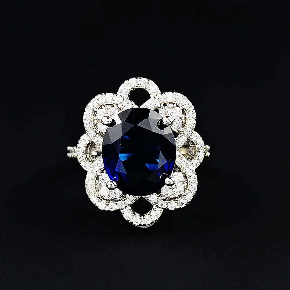 Vintage Luxury Elegance Creative Floral Design Elliptical Super Flash Synthetic Zircon Open Ring Free Shipping Items R8157