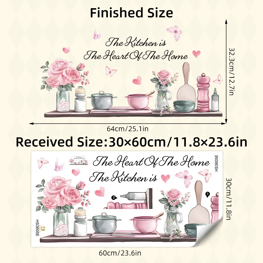Butterfly & Kitchenware Wall Decal - Removable Waterproof Vinyl Sticker for Home, Office, and Dorm Decor
