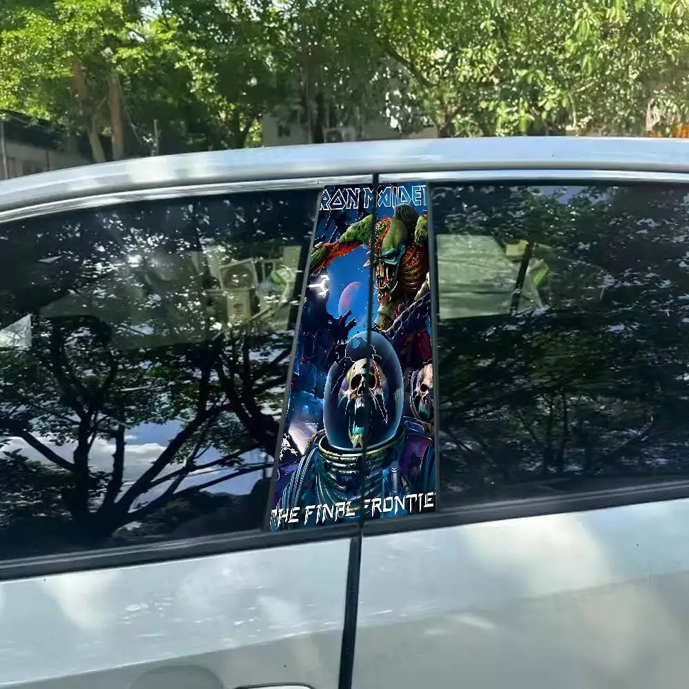 I-Iron Band M-Maiden 2 قطعة سيارة منتصف عمود ملصق الإبداعية B-عمود طبقة رقيقة واقية نمط سيارة ملصق #4