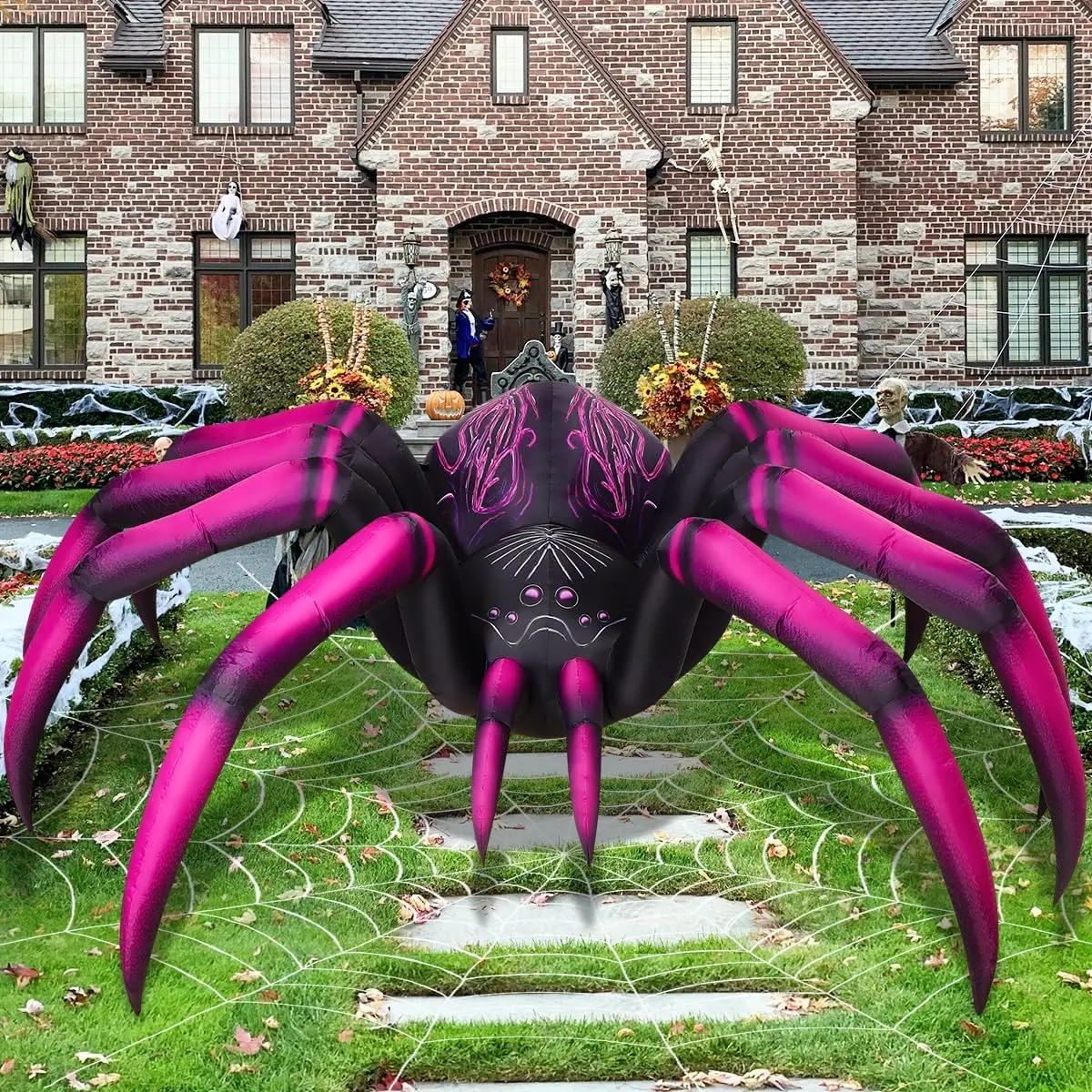 9 FT Halloween Inflatables Purple Gradient Spider Outdoor Indoor Yard Lawn Garden Decorations Built-in Party Decorations