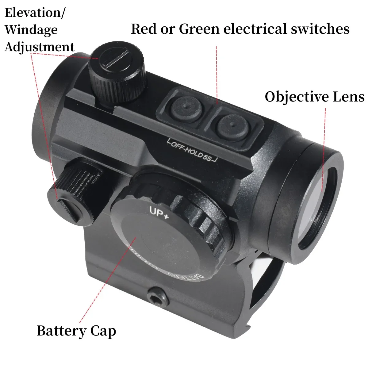 Closed Red Dot Sight Low Power Timed Shutdown System with Detachable Base Adjustable Brightness for Hunting Riflescopes Fit 20mm