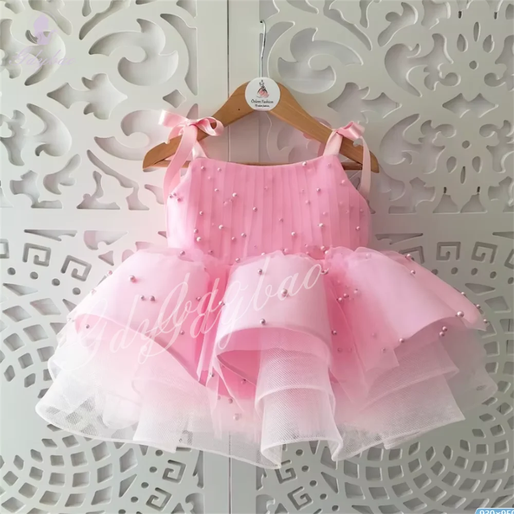 New Flower Girls Dress Puffy Tulle  Birthday Party Gown Baby Birthday Custom Princess Costumes Communion Photography