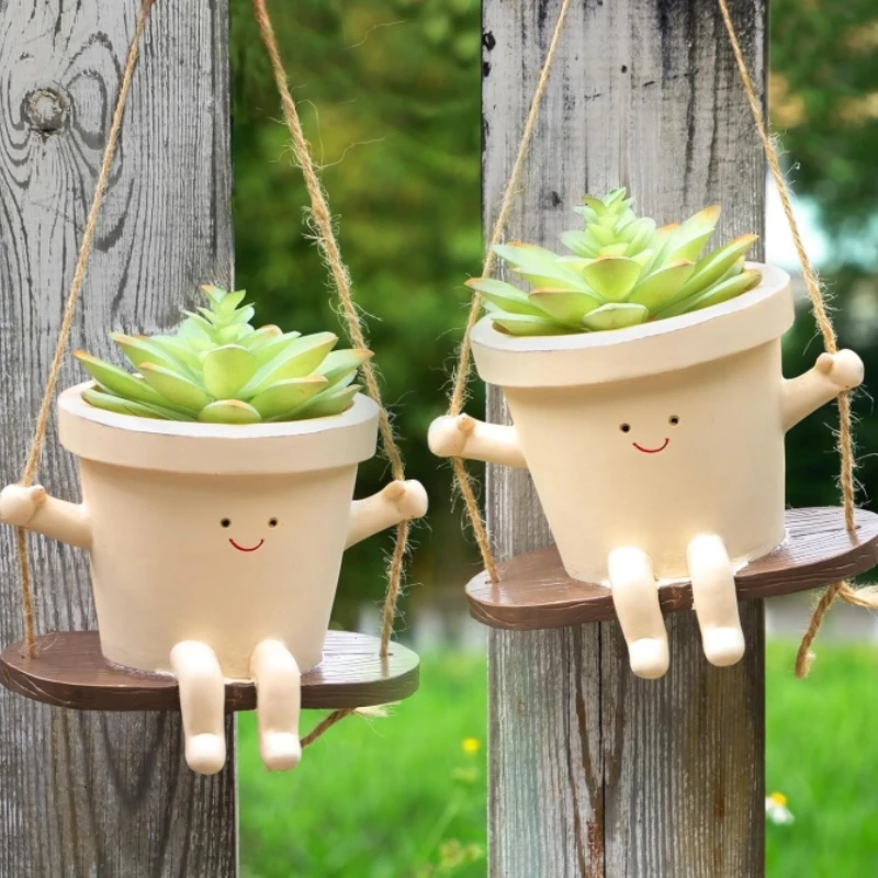 Maceta colgante con cara oscil - String Of Pearls Plant reseña y precio