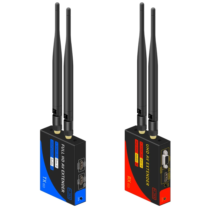 1080P 200M Ekstender Kompatibel dengan HDMI Nirkabel 1 Ke 4 Penerima Pemancar Video Audio Splitter Mendukung Kabel Jaringan VGA Out Rj45