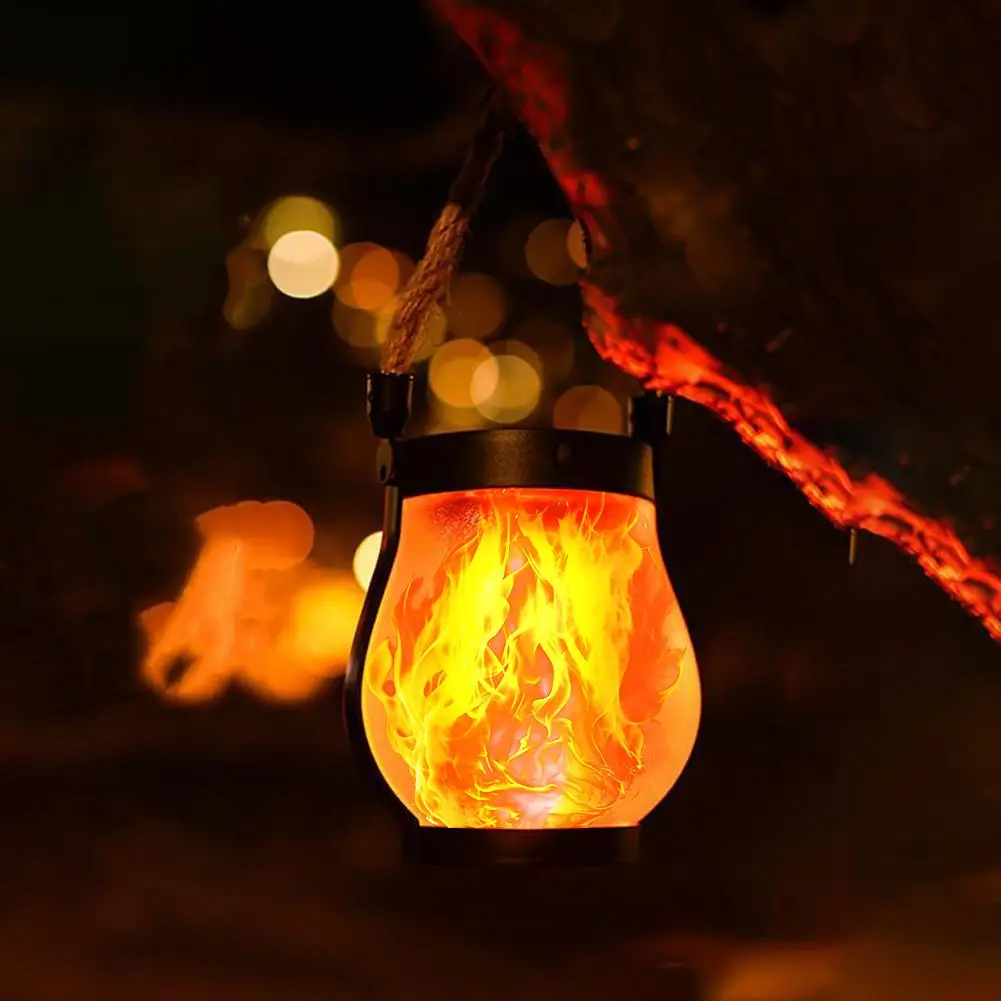 Dancing Flame Solar Lantern Magical Dancing Flames Outdoor Lights Solar Torch Lights Flickering Flames Hanging Waterproof Light
